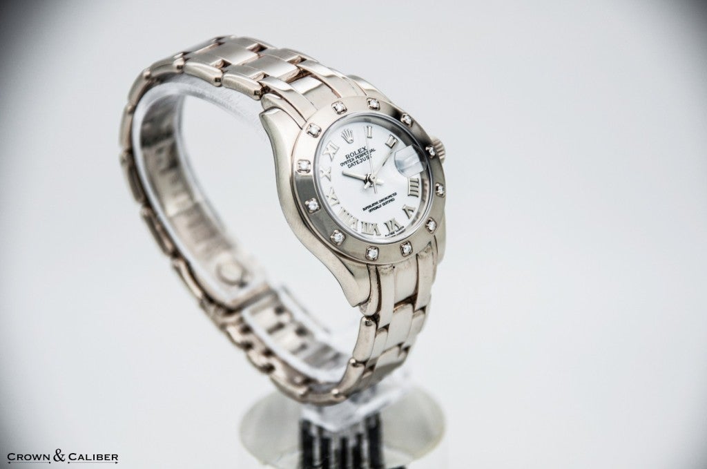 Rolex Lady's White Gold Datejust Pearlmaster Wristwatch Ref 80319 In Excellent Condition In Atlanta, GA