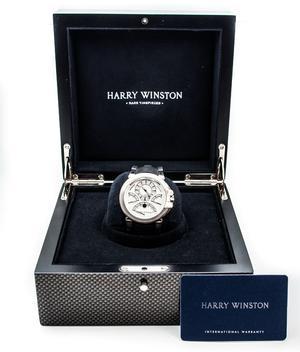Harry Winston White Gold Ocean Tri-Retrograde Automatic Chronograph Wristwatch In Excellent Condition In Atlanta, GA