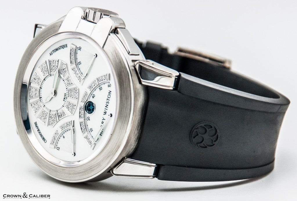 Harry Winston White Gold Ocean Tri-Retrograde Automatic Chronograph Wristwatch 2
