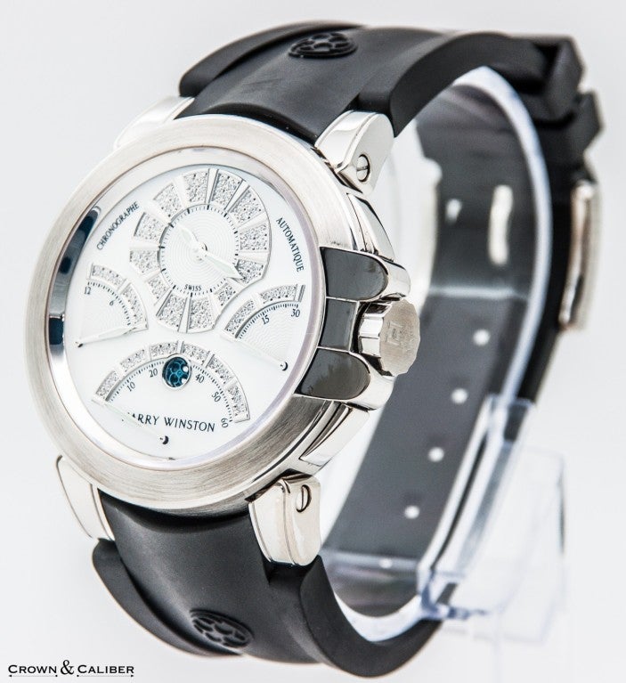 Harry Winston White Gold Ocean Tri-Retrograde Automatic Chronograph Wristwatch 4