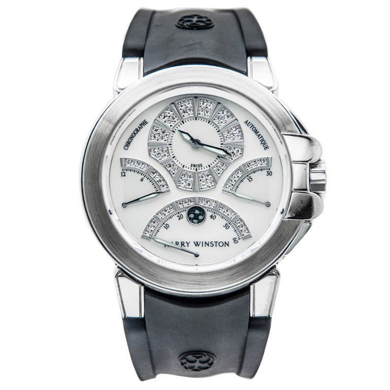 Harry Winston White Gold Ocean Tri-Retrograde Automatic Chronograph Wristwatch
