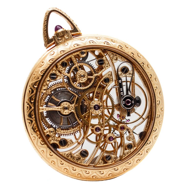 Patek Philippe Very Fine and Rare Yellow Gold Skeleton Pocket Watch Ref 894