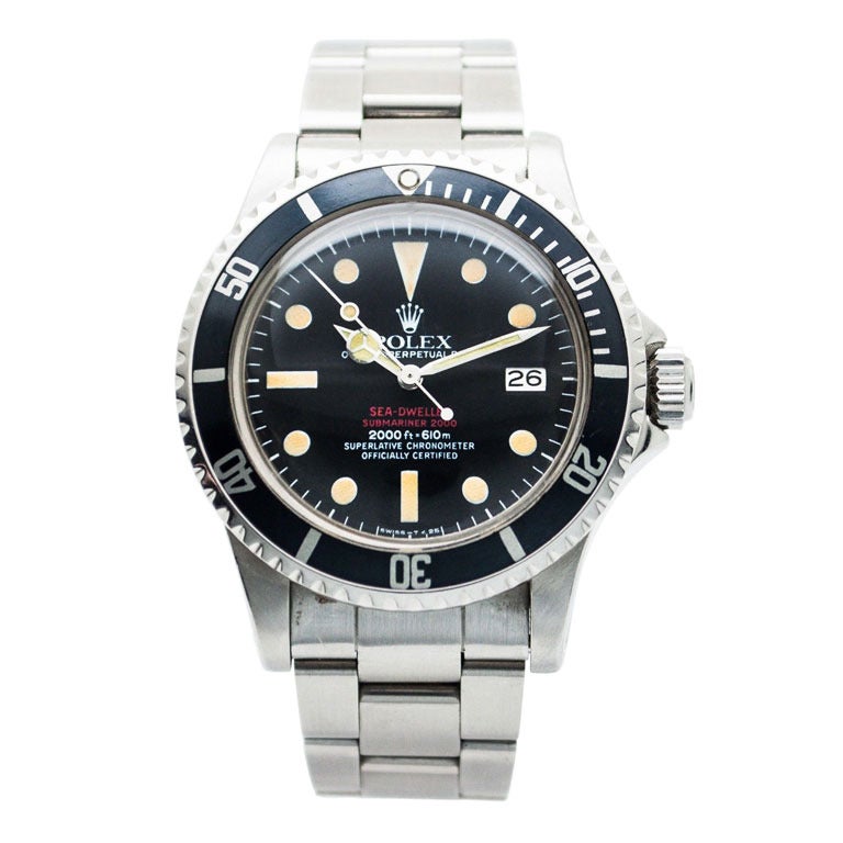 Rolex Stainless Steel Double Red Sea Dweller Mark III Wristwatch Ref 1665