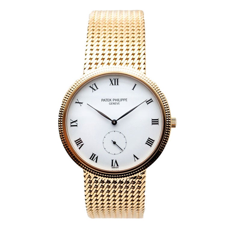 Patek Philippe Yellow Gold Calatrava Wristwatch with Integral Bracelet Ref 3919/5J