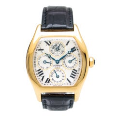 Cartier Yellow Gold Tortue Perpetual Calendar Automatic Wristwatch