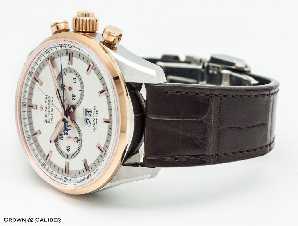 Men's Zenith Stainless Steel and Rose Gold El Primero Rattrapante Split-Second Chronograph Wristwatch