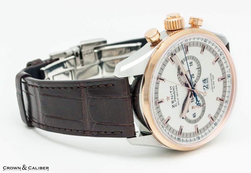 Zenith Stainless Steel and Rose Gold El Primero Rattrapante Split-Second Chronograph Wristwatch 1