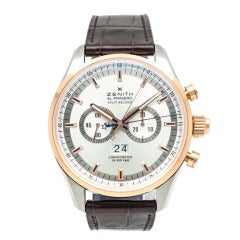 Zenith Stainless Steel and Rose Gold El Primero Rattrapante Split-Second Chronograph Wristwatch