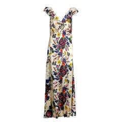 Silk Satin Floral 1930s Gown 6