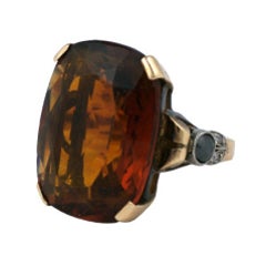 Retro Madiera Citrine and Black Diamond Cocktail Ring 2