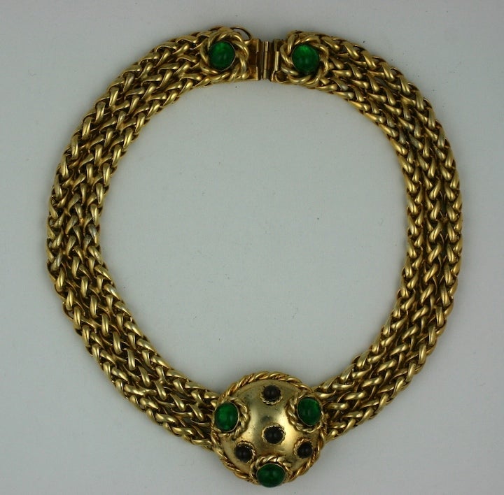 Women's Chanel Gilt Fox Chain Poured Glass Collar For Sale