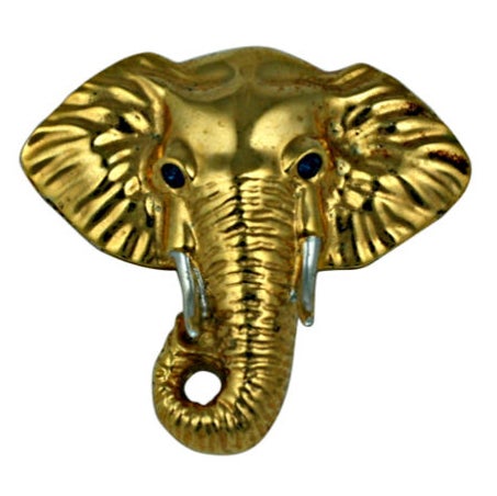 Gilt Sterling Elephant Brooch For Sale