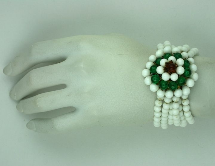 Women's Italian Beaded Floral Bracelet, 1950s
