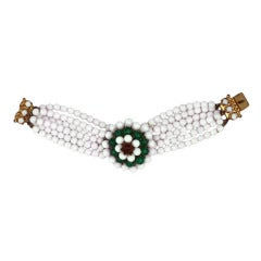 Bracelet italien à fleurs en perles, années 1950