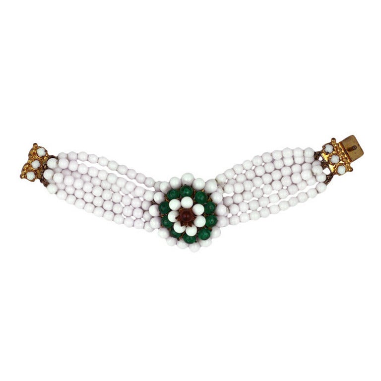 Italian Beaded Floral Bracelet, 1950s at 1stdibs