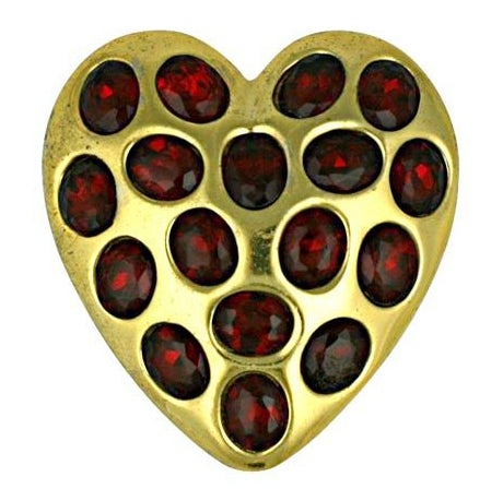 Calvaire Retro Ruby Heart Clip Brooch For Sale