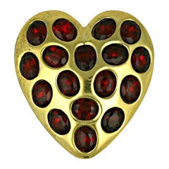 Calvaire Retro Ruby Heart Clip Brooch