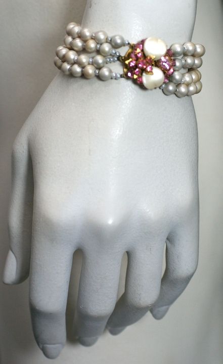 Miriam Haskell Bracelet de perles d'eau douce Excellent état - En vente à New York, NY