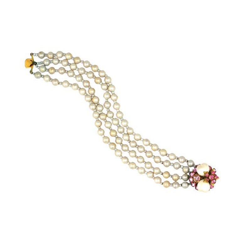 Miriam Haskell Freshwater Pearl Bracelet For Sale