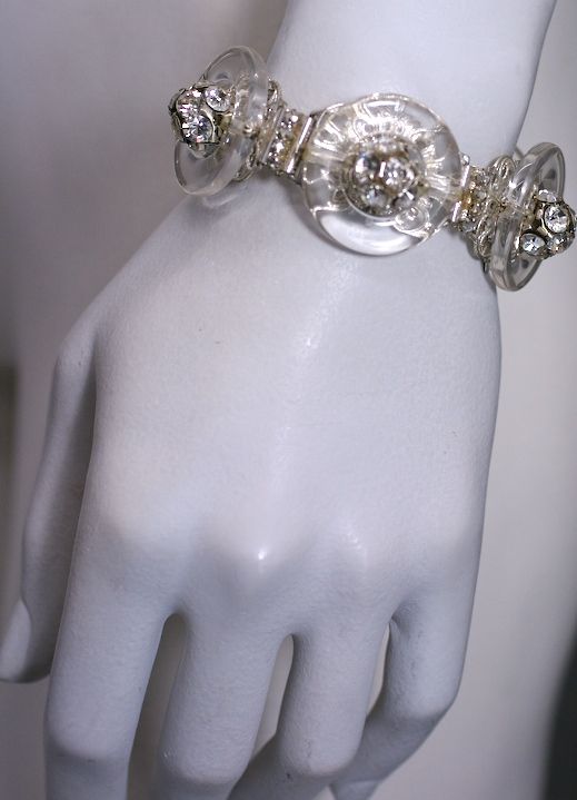 Women's Unusual Miriam Haskell Crystal  Link Bracelet