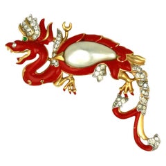 Trifari Pearl Belly Dragon