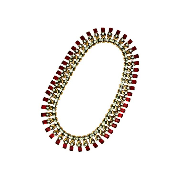 Elegante Trifari Rubin-Halskette  im Angebot
