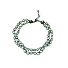 Miriam Haskell Silver Grey Pearl Necklace 4