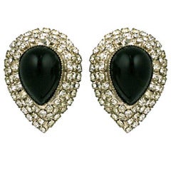 Vintage De Lillo Jet and Pave Earrings