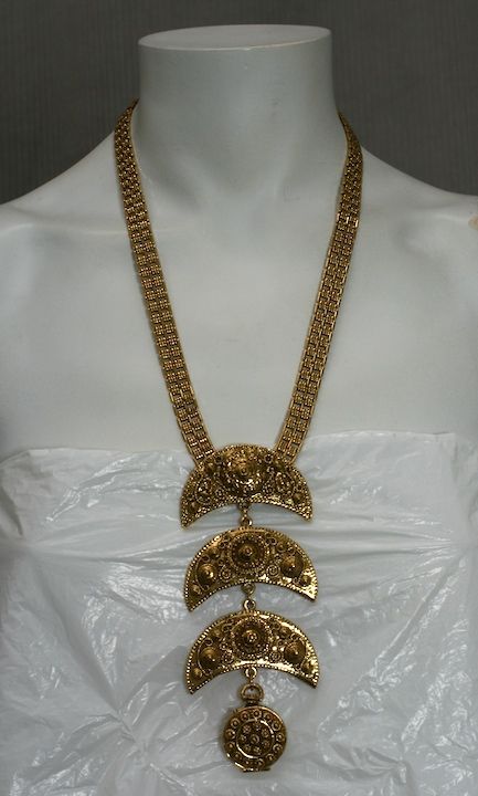 Women's Etruscan Style Locket Pendant Necklace For Sale