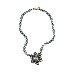 Retro Miriam Haskell Grey Baroque Pearl Necklace