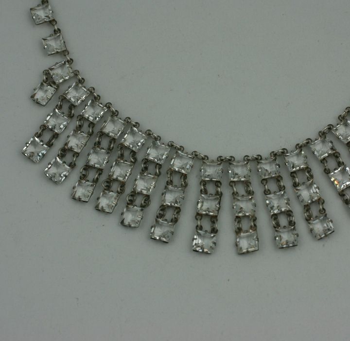 Art Deco Deco Crystal Fringe Necklace For Sale