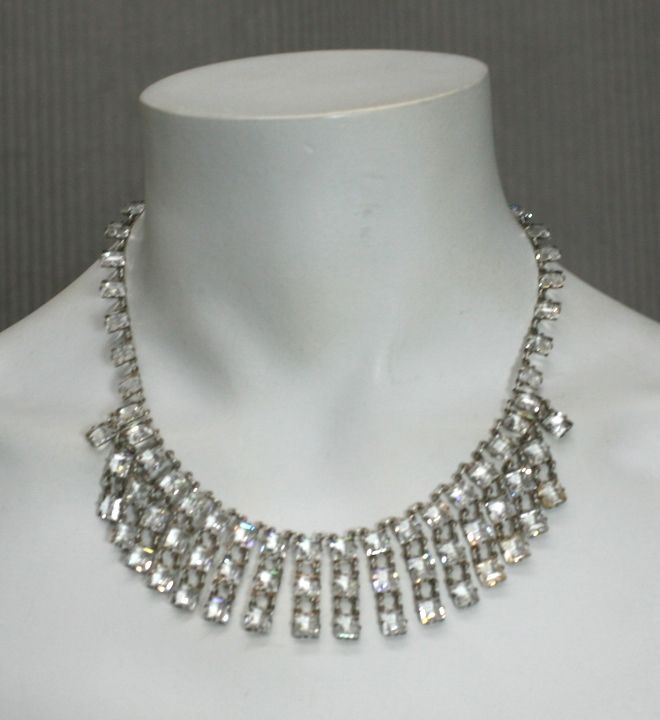 Deco Crystal Fringe Necklace In Excellent Condition For Sale In New York, NY