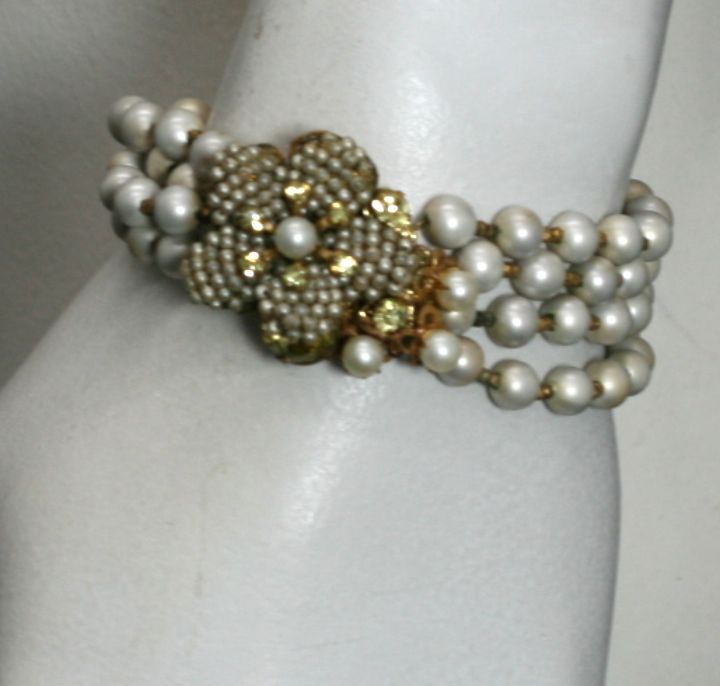 Miriam Haskell Citrine and Fresh water Pearl Bracelet For Sale 1