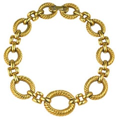 Retro Attractive Givenchy Gilt Ribbed Chain Link Necklace