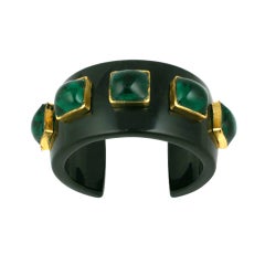 Chanel Cuff with Emerald Poured Glass Stones 8