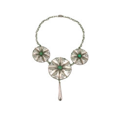 Secessionist Silver Floral Necklace