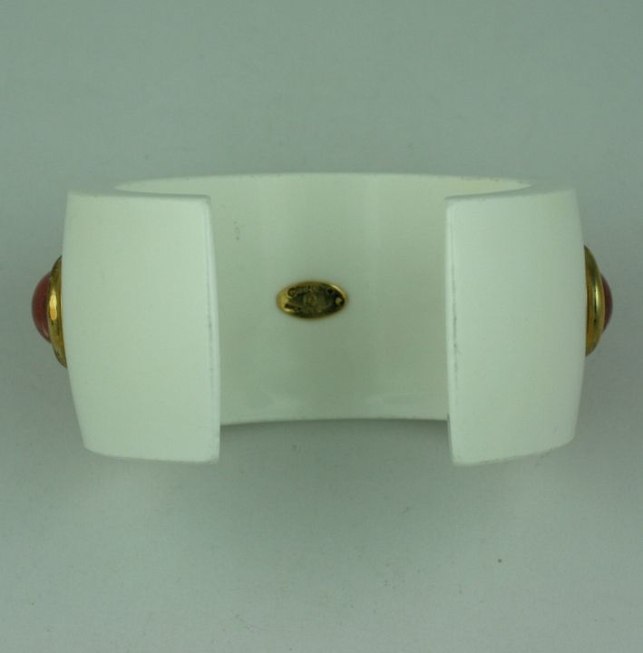 Chanel Bakelite and Poured Glass Cuff For Sale 1