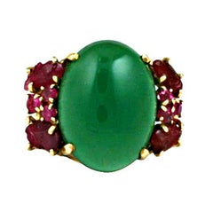 Vintage Attractive Ruby Fruit Salad and Crysophrase Ring