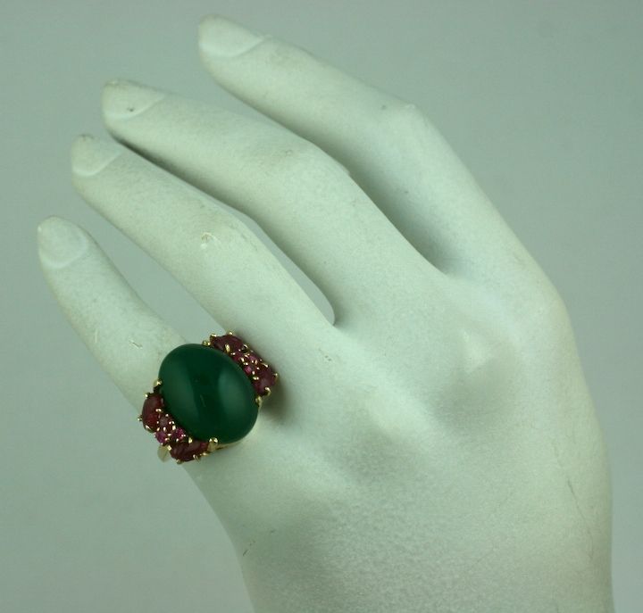 Attractive Ruby Fruit Salad and Crysophrase Ring In Excellent Condition For Sale In New York, NY