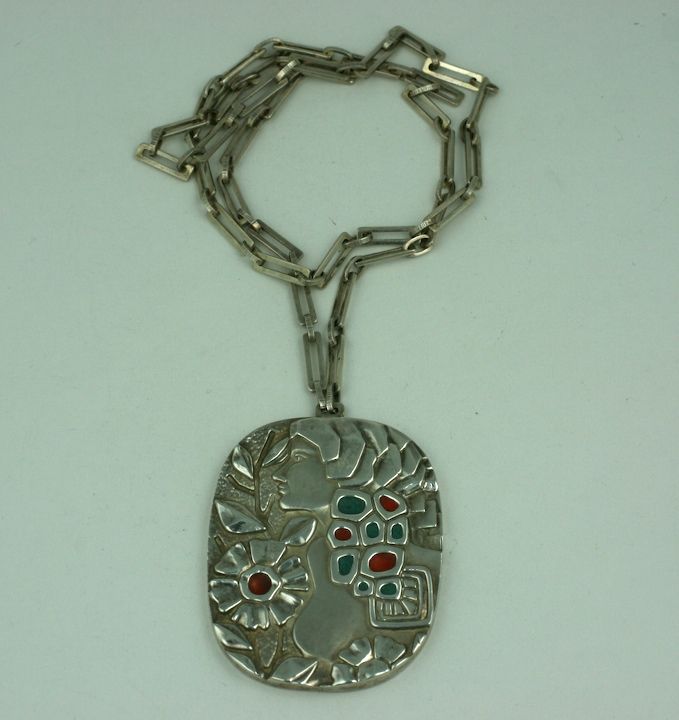 Handmade Modernist Silver Pendant For Sale 1