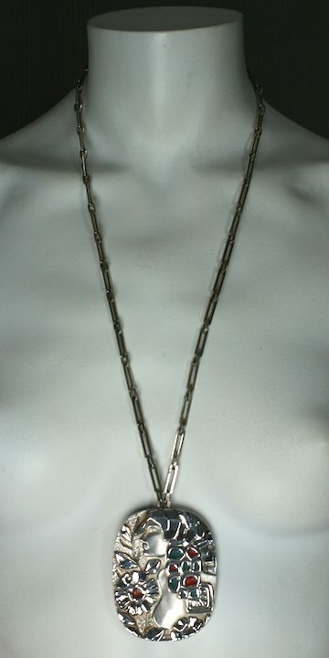 Handmade Modernist Silver Pendant For Sale 4