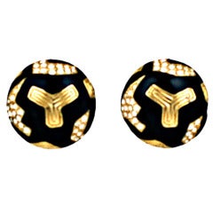 Retro Ciner Enamelled and Pave Earrings