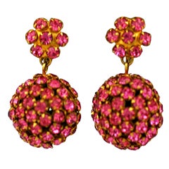 Pink Crystal Pave Ball Earrings