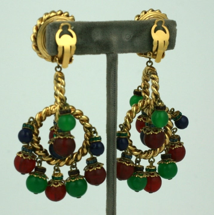 Women's Ornate French Rondel Hoop Earrings For Sale