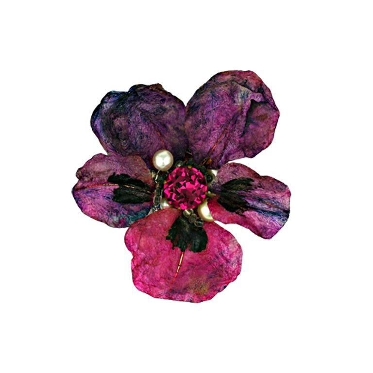 Rare French Felix  Resin Pansy Clip For Sale