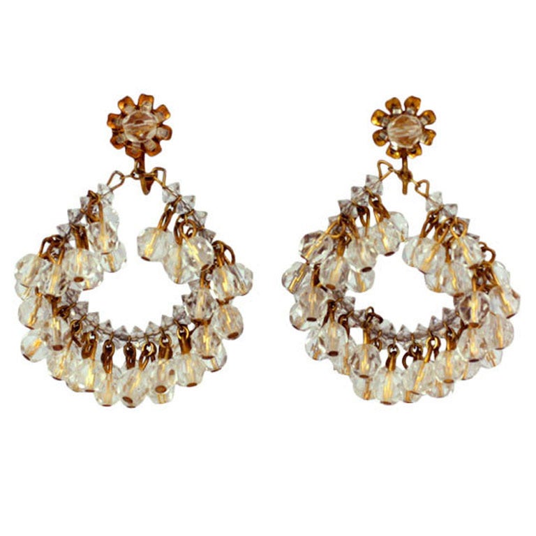 Miriam Haskell Crystal Hoop Earrings