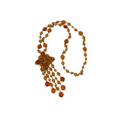 Miriam Haskell  Long Topaz Crest  Necklace