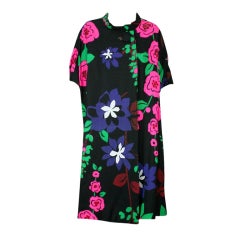 Vintage Pop Print Floral Linen Coat