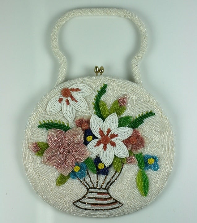 Delill Floral Beaded "Vase" Bag