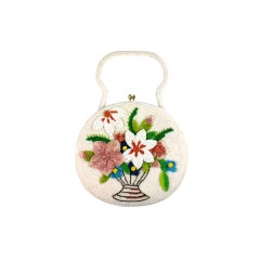 Retro Delill Floral Beaded "Vase" Bag